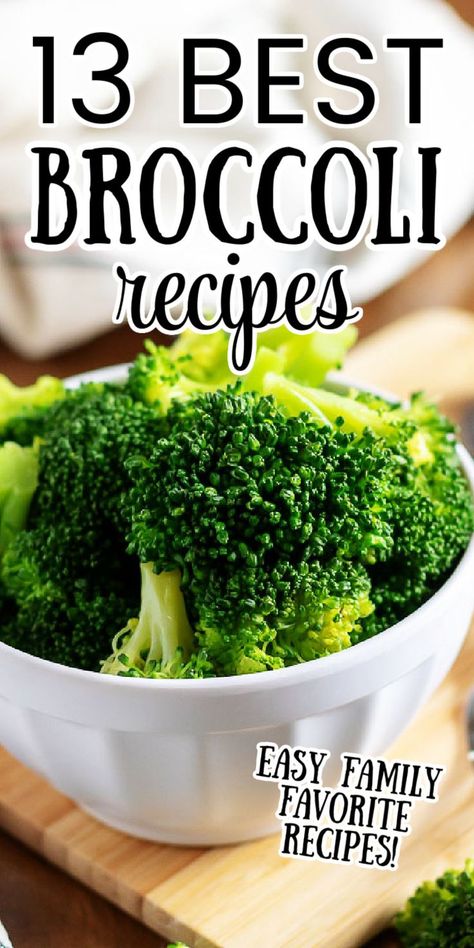 White bowl filled with broccoli florets. Ideas For Broccoli, Broccoli Recipe Ideas, Side Dish With Broccoli, Brockley Recipes, Creamy Broccoli Recipes, Recipe Using Broccoli, Brocolli Meal Ideas, Vegetarian Recipes With Broccoli, Christmas Broccoli Casserole