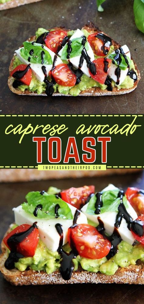 Caprese Avocado Toast, summer recipes, easy meal dishes Caprese Avocado Toast, Caprese Avocado, Best Avocado Toast Recipe, Vegan Quesadilla, Toast Recipe Breakfast, Simple Avocado Toast, Avocado Toast Recipe, Feed A Crowd, Avocado Recipes