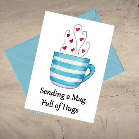 Diy Thinking Of You Cards Simple, Sending Hugs Cards Handmade, Digital Greeting Cards Design Ideas, Cute Sympathy Cards, Friend Greeting Cards, Thinking If You Cards, Watercolor Encouragement Cards, Easy Thinking Of You Cards, Thinking Of You Printable Cards