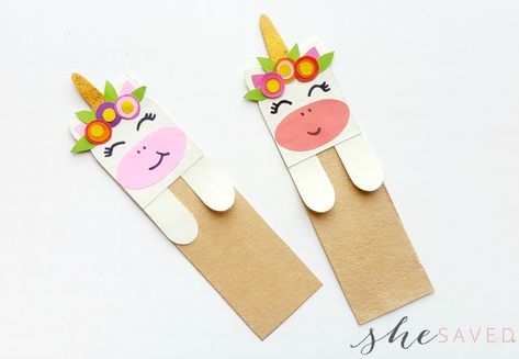 Unicorn Bookmark Diy, Diy Unicorn Crafts, Bookmarks Diy Kids, Craft Unicorn, Diy Gift Wrapping Paper, Unicorn Bookmark, Unicorn Pencil Case, Cardstock Crafts, Unicorn Craft