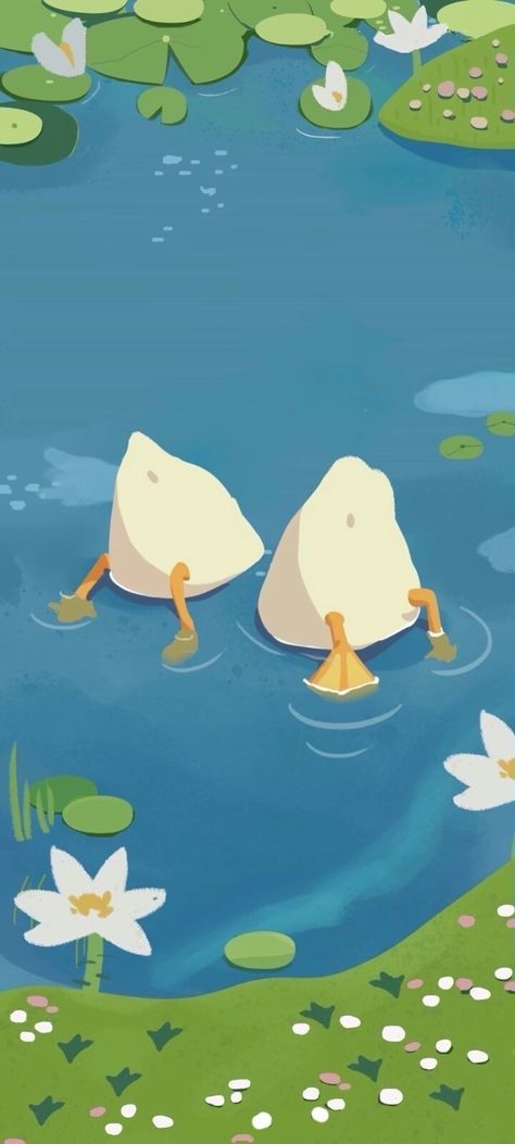 Ducks Cute Wallpaper, Duck Painting Wallpaper, Animated Duck Wallpaper, Goose Iphone Wallpaper, Duck And Frog Wallpaper, Goose Wallpapers Iphone, Cute Duck Wallpaper Iphone, Cute Ducks Wallpaper, Kkchenwei Wallpaper