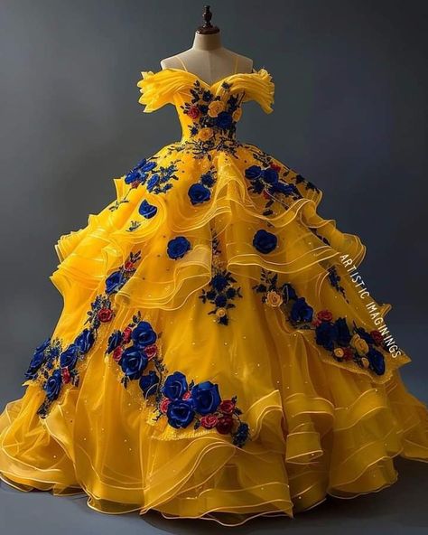 16th Dress, Yellow Wedding Dresses, Hp Outfit, Sweet 16 Outfits, Flower Gown, Pageant Outfits, Cute Formal Dresses, Pretty Quinceanera Dresses, Fantasy Dresses