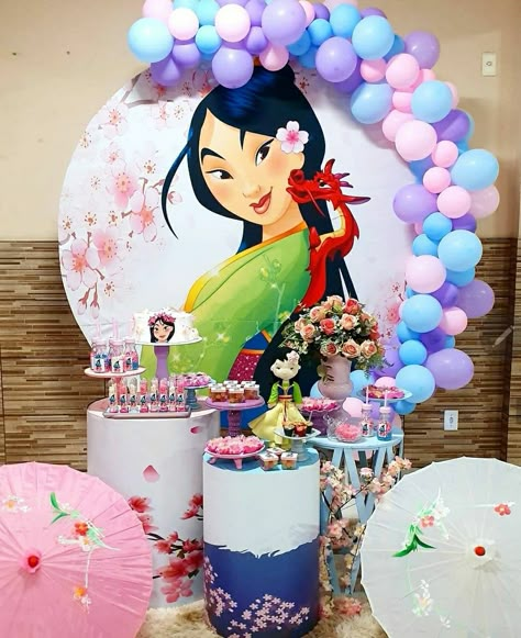 Mulan Birthday Decoration, Mulan Party Ideas, Mulan Birthday Party, Mulan Party, Mulan Birthday, Bunny Birthday Cake, Disney Princess Birthday Party, Princess Theme Birthday, Princess Theme Birthday Party