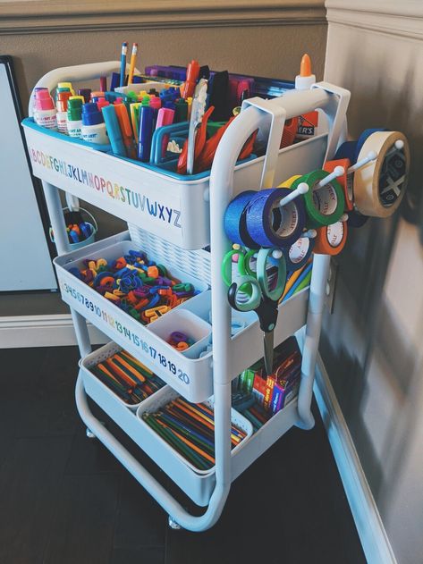 Kids Craft Storage, Kids Crafts Organization, Rangement Art, Supply Organization, Craft Cart, Arts And Crafts Storage, Kids Craft Supplies, Art Supply Organization, Activity Room