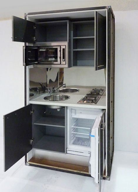 Micro Kitchen, Small Kitchenette, Tiny Kitchen Design, Studio Kitchen, Compact Kitchen, Mini Kitchen, Tiny Spaces, Apartment Kitchen, Tiny Kitchen