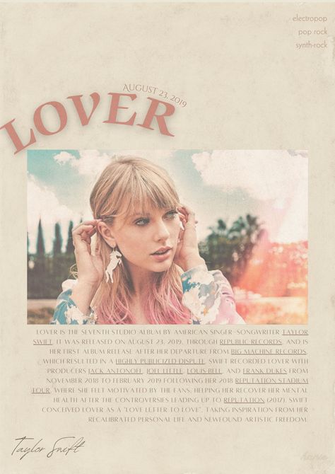 Lover Taylor Swift Poster, Taylor Swift Lover Poster, Lover Taylor Swift Aesthetic, Aesthetic Lover, Lover Taylor Swift, App Aesthetic, Taylor Swift Taylor Swift, Lover Album, Lover Taylor