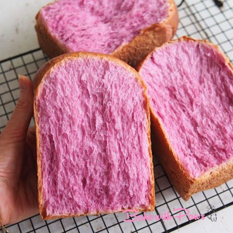 Purple Sweet Potato Soft Sourdough Bread Purple Sweet Potato Sourdough Bread, Sourdough Sweet Potato Bread, Purple Sweet Potato Bread, Sweet Potato Flour Recipes, Potato Flour Recipes, Sweet Potato Bread Recipes, Japanese Purple Sweet Potato, Soft Sourdough Bread, Sweet Potato Flour