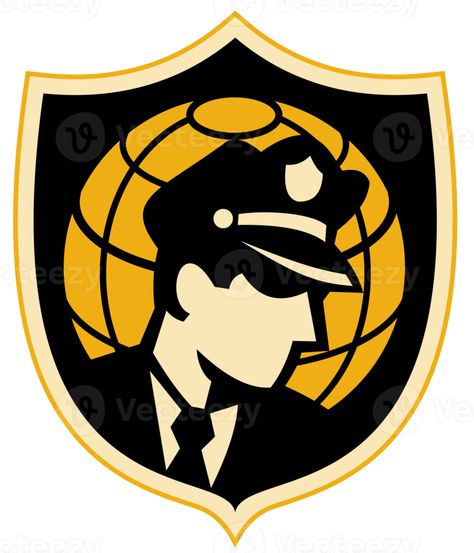 Security guard or police office with globe Security Guard Logo, Security Logo, Globe Logo, Security Guard, City Wallpaper, Military Art, Identity Logo, Graphic Design Typography, The Four