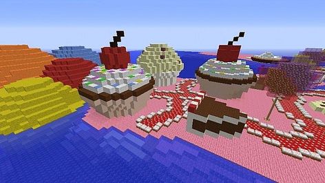 Minecraft Candyland, Candy Minecraft, Minecraft Creative Ideas, Minecraft Kawaii, Rainbow Minecraft, Minecraft Park, Minecraft Cupcakes, Minecraft House Plans, Bangunan Minecraft