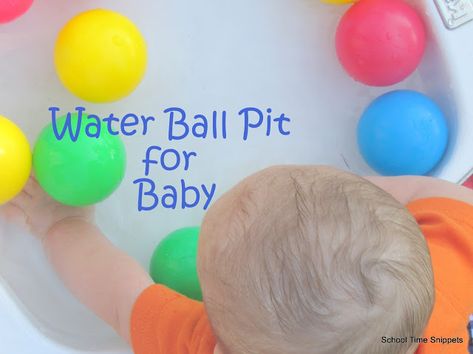 Baby Play: Water Ball Pit Water Sensory Bin, Ball Activities, Baby Play Ideas, Kids Ball Pit, Baby Ball Pit, Water Ball, Baby Sensory Play, Toddler School, Pediatric Therapy