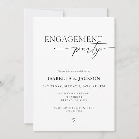 Engagement Party Zazzle, Minimalist Engagement Party, Engagement Party Invitation Cards, Engagement Party Invites, Engagement Invites, Engagement Party Themes, Engagement Party Cake, Civil Marriage, Friends Dinner