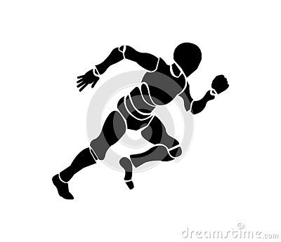 Black robot cyborg running icon silhouette illustration isolated on white background. Robot Silhouette, Silhouette Illustration, Stock Illustration, White Background, Stock Vector, Vector Illustration, Running, Black