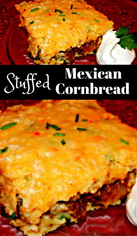 Recipe For Mexican Cornbread, Stuffed Cornbread, Easy Mexican Cornbread, Mexican Cornbread Casserole Recipe, Mexican Cornbread Recipe, Mexican Cornbread Casserole, Cornbread Casserole Recipe, Cornbread Recipes, Mexican Casserole Recipe