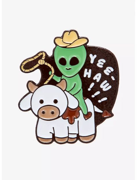 Cowboy Alien Cow Enamel Pin Alien Cowboy, Cowboys & Aliens, Cowboy Decorations, Circuit Ideas, Merit Badge, Cowboy Art, A Cow, Cute Animal Photos, Cute Little Things