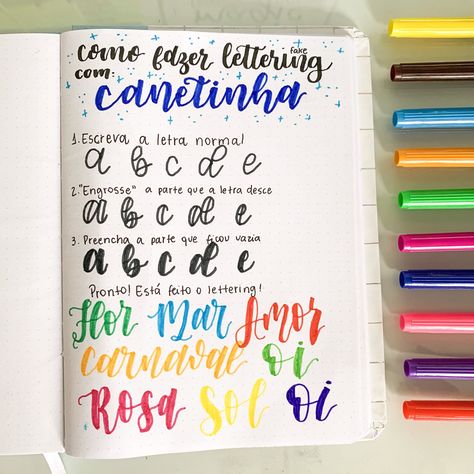 Treino De Alfabetos Em 2021 | Caligrafia Para Iniciantes 0AC Brush Lettering Worksheet, Cool Lettering, Lettering Tutorial, Sketchbook Journaling, Study Inspiration, School Subjects, Brush Lettering, Letter Paper, Study Notes