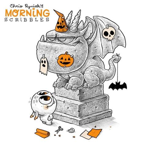 Chris Ryniak ✏️ on Instagram: "Gussied up Gargoyle 🎃💀✂️ #morningscribbles #spookyscribbles" Mole Idea, Gargoyle Drawing, Morning Scribbles, Chris Ryniak, Gargoyle Tattoo, Drawing Rocks, Monster Drawing, Halloween Rocks, Halloween Drawings