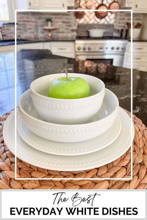 White Stoneware Dinnerware, White Dishes Set, Farmhouse Dishes Table Settings, Stoneware Dishes Dinnerware Sets, Everyday Plates Dinnerware Sets, White Dishes Farmhouse, Porcelain Dinnerware Sets, Dillards Dinnerware, Modern Farmhouse Dishes