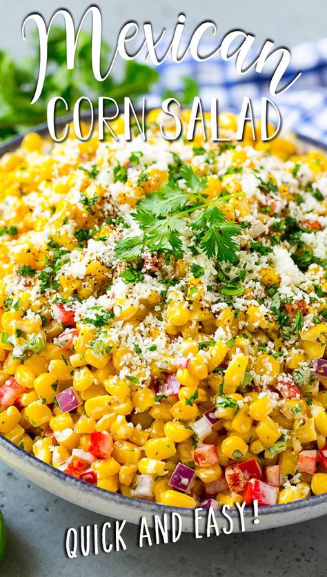 Cold Corn Salad, Mexican Corn Salad Recipe, Corn Salad Recipe Easy, Easy Corn Salad, Roasted Corn Salad, Corn Recipes Side Dishes, Mexican Corn Salad, Fresh Corn Salad, Corn Salad Recipe