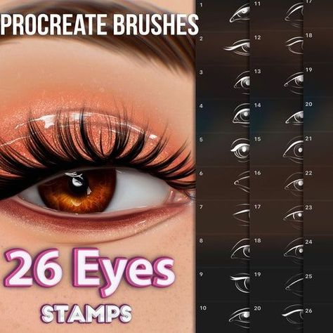 Procreate eye brushes and stamps - create realistic digital eye illustrations with these high-quality brushes and stamps. #procreate #eye #illustration . #Procreate_Makeup #Procreate_Eyes #Brow_Stamp #Brushes_Procreate Drawing Realistic Eyes, Procreate Eyes, Free Procreate Brushes, Brow Stamp, Best Procreate Brushes, Realistic Eyes, Drawing Realistic, Eye Illustration, Free Procreate