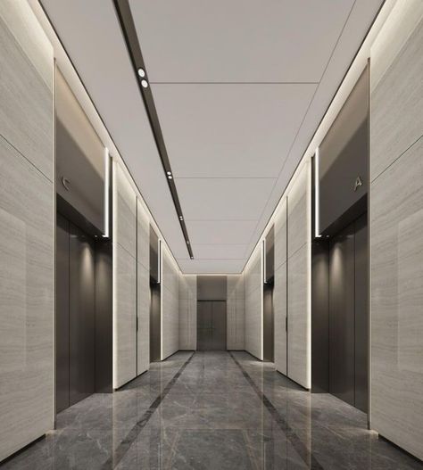 Apartment Lift Lobby Design, Residential Lobby Design, Apartment Building Hallway, Office Building Lobby, Azerbaijan Airlines, Lift Lobby Design, Elevator Lobby Design, Corridor Ceiling, Residential Lobby