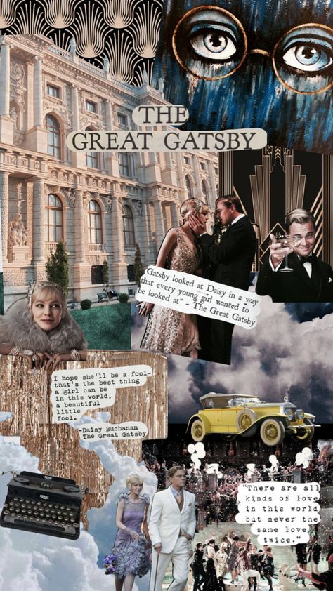 Great Gatsby Scenes, The Great Gatsby Wallpaper Iphone, Great Gatsby Mood Board, The Great Gatsby Collage, Great Gatsby Book Aesthetic, Great Gatsby Collage, The Great Gatsby Aesthetic Wallpaper, Daisy From Great Gatsby, Great Gatsby Aesthetic Wallpaper