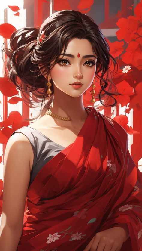 Get ready to be captivated as our cute anime character wears an exquisite Indian saree. The blend of styles is simply enchanting! Explore the magic on Pinterest. Anime In Indian Style, Indian Character Design Female, Indian Anime Characters, Saree Anime, Indian Character Design, Anime Indian, Sam Yang, Donghua Anime, Wedding Couple Cartoon