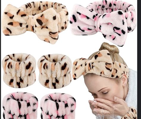 WHAVEL 6 PCS Spa Headband Face Wash Headband Wristband Set, Makeup Headband Skincare Headband Face Washing Wristbands Wrist Towel for Washing Face (Leopard) Wrist Towel, Headband Skincare, Skincare Headband, Blue Three Piece Suit, Face Spa, Makeup Headband, Leopard Headband, Facial Makeup, Fleece Headbands