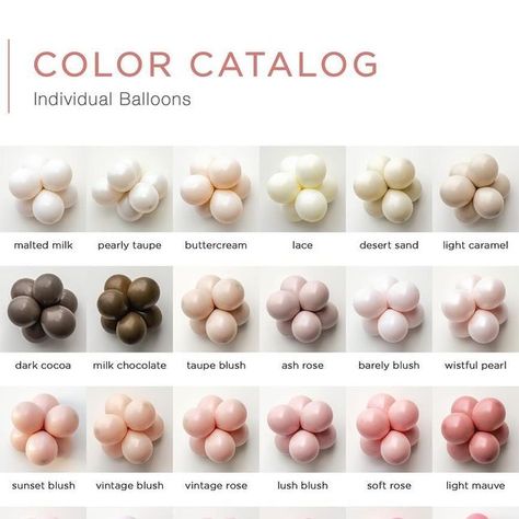 Kalisan Balloon Color Chart, Kalisan Balloons Colors, Balloon Colors, Color Catalog, Brand Color Palette, Balloon Columns, Balloon Animals, Balloon Art, Three Color