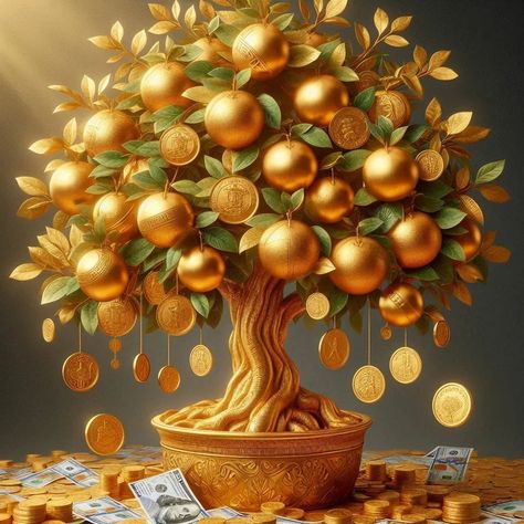 Golden Tree Challenge by @celedrine_art #celedrineapril2024 Thank you so much @galactic_ai_art for inviting me! Well, I need one of this at home. 😜 For this I would like to invite: @margareth_ai_creative @mr_jones_nc @projectsclipintoai @layla95manuel94 Thanks!!! #aiart #iaart #iaarte #iaartebr #ia #inteligenciaartificial #ai #creators #artificialinteligence #instaart #digitalart #aiartcommunity Money Abundance Wallpaper, Savings Image, Gold Images, Golden Wallpaper, Goddess Symbols, Money Wallpaper Iphone, Lucky Wallpaper, Whatsapp Wallpaper Cute, Tree Of Life Art