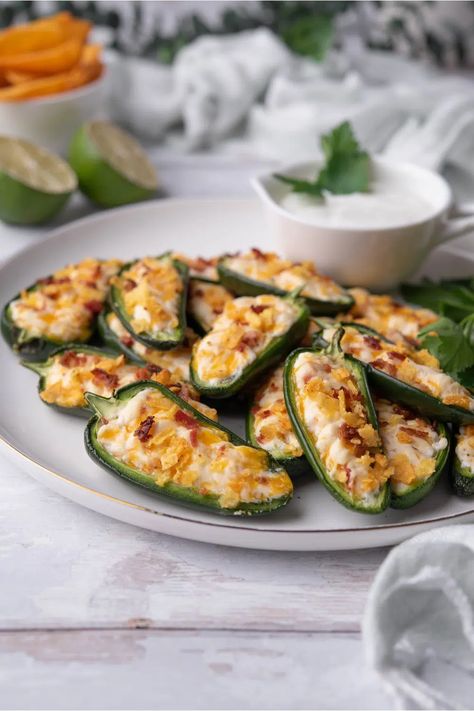 The BEST Cream Cheese Jalapeño Poppers Recipe (Prepped in 10 Min.) Jalapeño Poppers Recipe, Cream Cheese Jalapeno Poppers, Cream Cheese Stuffed Jalapenos, Cream Cheese Stuffed Peppers, Stuffed Jalapenos, Jalapeno Popper Recipes, Jalapeño Poppers, Poppers Recipe, Jalapeno Recipes