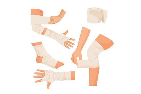 Elastic bandage on injured human bo��#objects #objectsdownload #objectstodraw #objectsdeign Bandaged Body Drawing, Bandages On Body Drawing, Arm Drawing, First Aid Tips, Pop Art Women, Human Body Parts, Broken Leg, Medical Knowledge, Cartoon Illustration