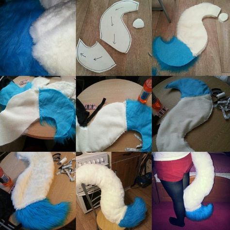 1. Acquire fur 2. Cut out a pattern and mark the direction of fur 3. trace pattern onto fur and cut out 4. Sew the parts together to get two symmetrical... Tail step-by-step tutorial Tennis Basics, Paw Tutorial, Trace Pattern, Cat Fursuit, Fursuit Making, Cosplay Patterns, Fursuit Ideas, Fursuit Tutorial, Fursuit Head