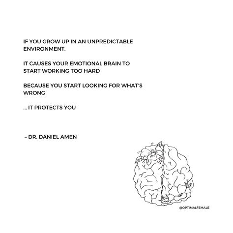 "If you grow up in an unpredictable environment, it causes your emotional brain to start working too hard because you start looking for what's wrong ... It protects you"

#optimalfemale #poems #poetry #poem #quote #mentalhealth #brainhealth Poetry Poem, Whats Wrong, Brain Health, Growing Up, Brain, Poetry, To Start, Quotes