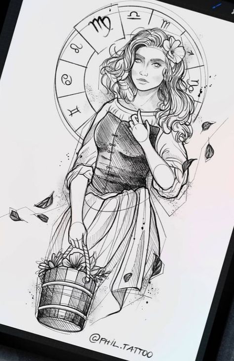 Astrology Tattoo, Horoscope Tattoos, Virgo Tattoo, Zodiac Tattoos, Art Sketches Pencil, Astrology Art, Dark Art Drawings, Zodiac Art, Pencil Art Drawings