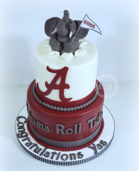 #alabamarolltidegraduationcake Alabama Cake, University Of Alabama Graduation, Alabama Roll Tide Cake, University Of Alabama Cake, Alabama Wedding Cake, Alabama Grooms Cake, Alabama Cakes, Grooms Cake Tables, 65 Birthday Cake