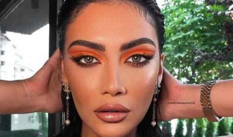 Sexy Warm Makeup Looks That Feel Like Fall to Step Up Your Glam Game The Safe Way Burnt Orange Makeup Look, Burnt Orange Makeup, Warm Makeup Looks, Burnt Orange Eyeshadow, Orange Eyeshadow Looks, Warm Makeup, Copper Eye, Burgundy Lipstick, Orange Eyeshadow