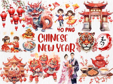 🌟 Celebrate the Lunar New Year with our vibrant Watercolor Chinese New Year Clipart! Featuring festive illustrations, animal signs, and majestic Chinese dragons. Perfect for all your creative projects. Download instantly! #ChineseNewYear #Clipart #DigitalArt Hanukkah Clipart, Animal Signs, New Year Clipart, Spam Mail, Dragon Illustration, St. Patricks Day, Pet Signs, Kwanzaa, Chinese Dragon