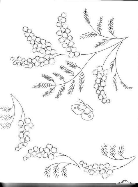 Mimosa Embroidery Pattern, Vintage Nakışlar, Diy Hair Accessories Ribbon, Motif Art Deco, Digital Embroidery Patterns, Flower Art Drawing, Embroidery Template, Pola Sulam, Hand Embroidery Flowers