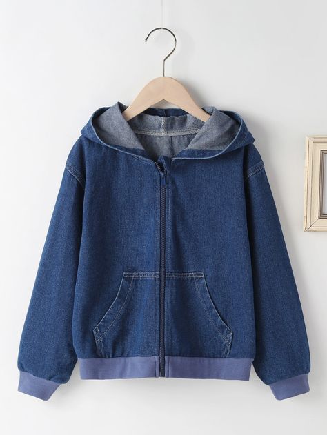 Jeans Refashion, Membentuk Alis, Denim Jacket With Hoodie, Painted Clothes Diy, Shop Dresses Online, Beautiful Casual Dresses, Hooded Denim Jacket, Shirt Refashion, Boys Denim