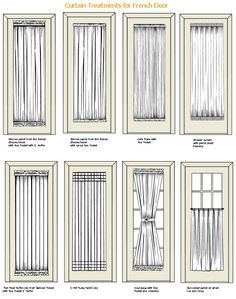 Curtain treatments for french doors Curtains For French Doors, Patio Door Drapes, Different Types Of Curtains, French Door Coverings, Patio Door Window Treatments, French Door Window Treatments, Patio Door Coverings, French Door Windows, Door Treatments