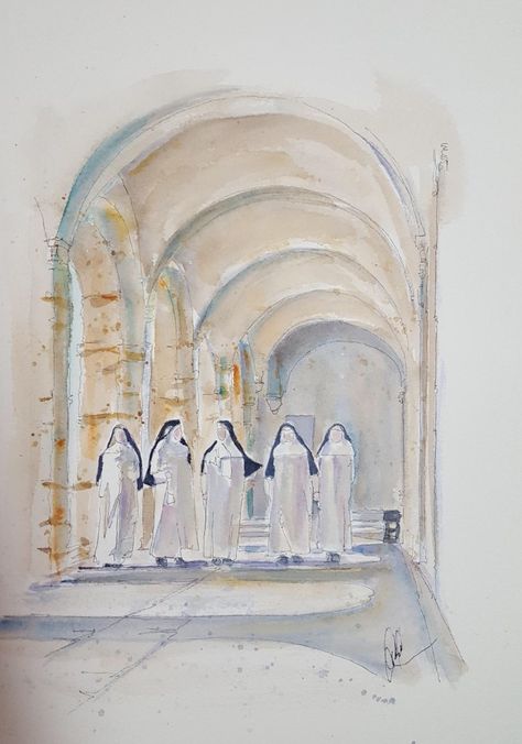 Catholic watercolor Catholic Watercolor Art, Catholic Painting Ideas, Catholic Art Aesthetic, Catholic Watercolor, Mary Watercolor, Christian Watercolor, Watercolor Bible, Edith Stein, Sacred Heart Art