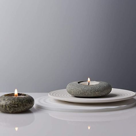 AmazonSmile: ICNBUYS Handmade Pebble Tea Light Candle Holder Handcrafted Tealight Holder for Zen Garden, Altar, Mantle, Desk, Table, Shelf : Home & Kitchen Garden Altar, Rock Candle Holder, Reading Room Decor, Rock Candle, Handmade Candle Holders, Meditation Altar, Cozy Candles, Tea Light Candle Holder, Table Shelf