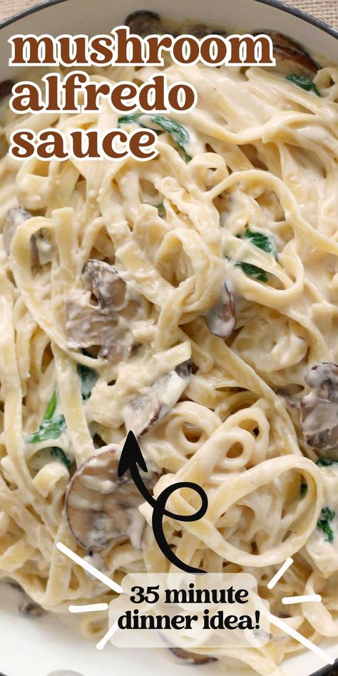 Mushroom Alfredo Sauce Recipe, Mushroom Alfredo Sauce, Easy Fettucini Alfredo, Easy Chicken Fettuccine Alfredo, Fetuchini Alfredo, Alfredo With Sausage, Mushroom Alfredo, Alfredo Sauce Recipe Easy, Spinach Alfredo