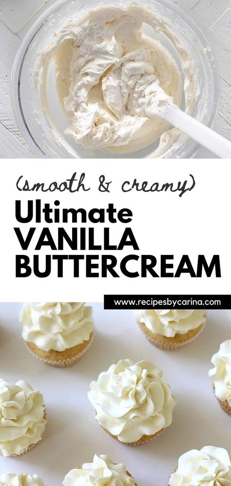 This next level Vanilla Buttercream is by far my most popular recipe and it doesn’t surprise me one little bit. Buttercream is a baking staple so knowing how to make a good batch is incredibly essential, and I’ve made this recipe more times than I can count. I just know you will too! Best Vanilla Buttercream, Creative Baking Recipes, Vanilla Buttercream Recipe, Best Frosting Recipe, Vanilla Frosting Recipes, Vanilla Buttercream Icing, Buttercream Frosting Cake, Buttercream Icing Recipe, Vanilla Recipes