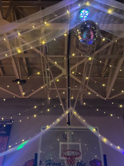 Disco Homecoming Dance Theme, Winter Ball Dance Decorations, Starry Night School Dance Theme, Winter Dance Aesthetic, School Dance Decorations Cheap, School Ball Aesthetic, School Formal Decorations, Disco Dance Decorations, Winter Formal Aesthetic Dance