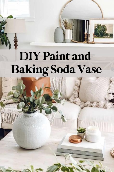 How To Make A Clay Vase, Glass Vase Crafts Diy Projects, Modern Farmhouse Art Painting, How To Paint Ceramic Vase, Painting Vases Diy Ideas Glass, Painting A Plant Pot, Spackle Diy Vase, Painting A Vase Ideas, Diy Baking Soda Paint