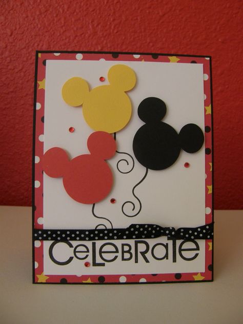 Celebrate mickey birthday diy card Mickey Diy, Disney Craft, Minnie Y Mickey Mouse, Card Easy, Disney Cards, Bday Cards, Mickey Birthday, 카드 디자인, Mickey And Minnie Mouse