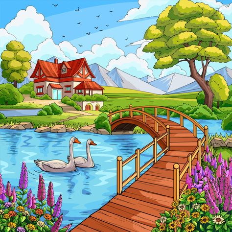 See my new artwork at Fancy Color !! Vacation Drawing, Easy Scenery, Easy Scenery Drawing, Oil Pastel Drawings Easy, Scenery Drawing, Blue Ombre Hair, Dream Farm, Instagram Captions For Friends, Stained Glass Paint