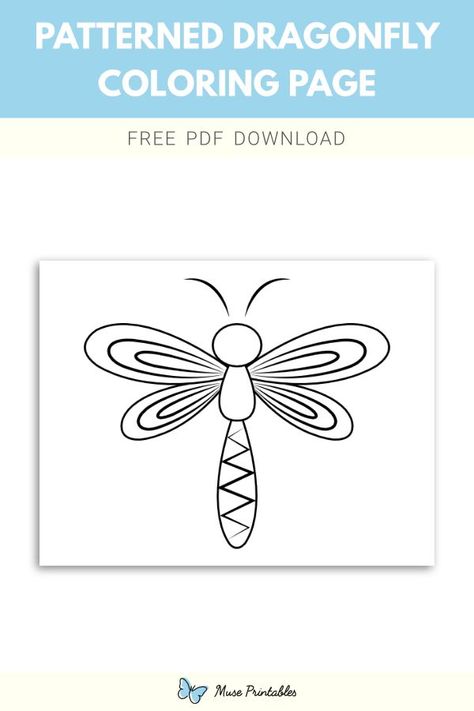 Free printable patterned dragonfly coloring page. Download it at https://museprintables.com/download/coloring-page/patterned-dragonfly/ Coloring Page, Free Printable, Free Printables, Coloring Pages, Pattern, Color, Colouring Pages