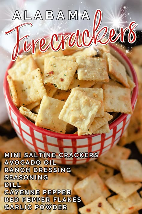 Alabama Firecrackers are the best spicy, crispy, full-of-flavor snack! It's so quick and easy to whip up a batch with this Firecracker Recipe using mini saltine crackers, oil, ranch dressing seasoning, and other spices. Seasoned Mini Saltine Crackers, Spicy Saltines, Mini Saltines, Firecracker Recipe, Spicy Ranch Sauce, Alabama Firecrackers, Fire Crackers Recipe, Alabama Fire Crackers, Saltine Cracker Recipes